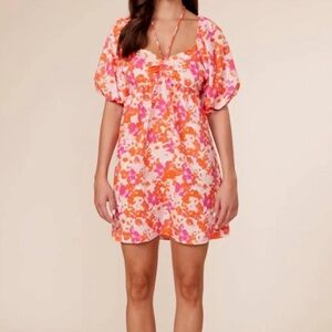 Lucy Paris Toulouse Tie Dress Pink and Orange Sz Medium